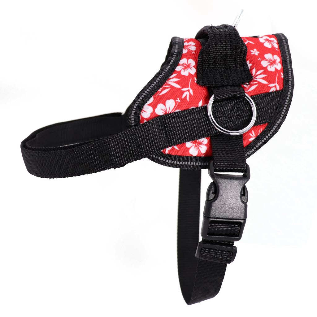 Reflective No Pull Harness Hibiscus Plaid and Camo Bark Appeal